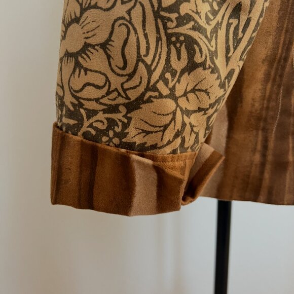 Coldwater Creek Women Size 12 Multi MixedPrint Faux Suede Contrast Stitch Jacket - Picture 10 of 14